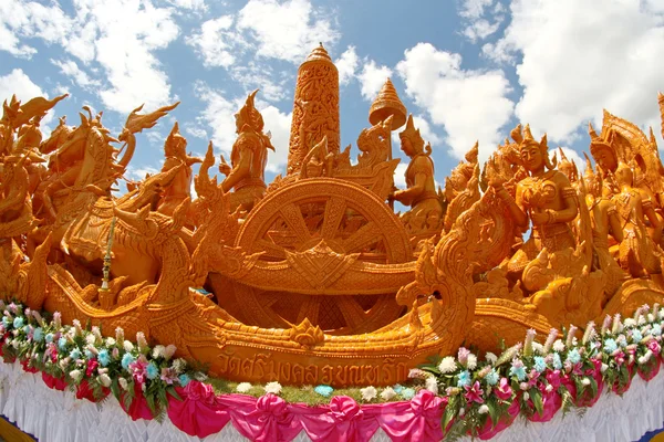 Festival delle candele Arte thailandese Cera di candela a UbonRatchathani, Thailandia — Foto Stock