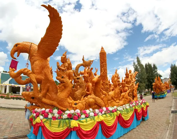 Festival de velas Arte tailandesa Cera de vela em UbonRatchathani, Thaila — Fotografia de Stock