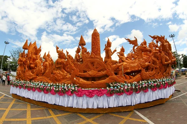 Festival delle candele Arte thailandese Cera di candela a UbonRatchathani, Thailandia — Foto Stock