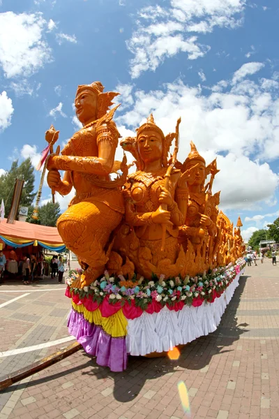 Candle Festival Thai art  Candle wax in UbonRatchathani, Thailan — Stock Photo, Image