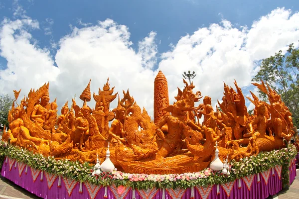 촛불 축제 태국 예술 Ubonratchathani, Thailan 왁 스 캔 들 — 스톡 사진