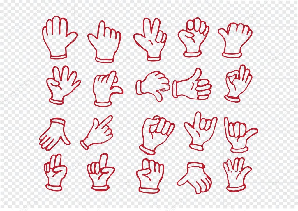 Cartoon hand gloved , illustration of various hands