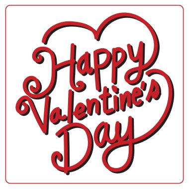 Mutlu Sevgililer günü kartı, vektör çizim yazı