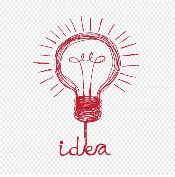 Light bulb pictogram Doodle hand getekende illustratie — Stockvector