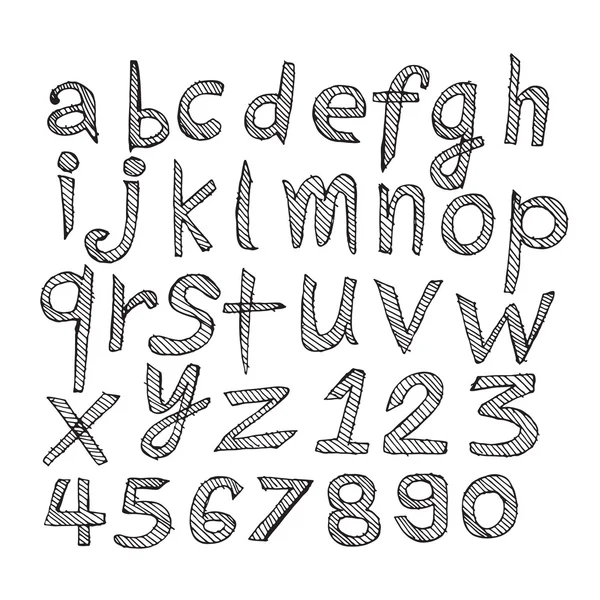 用笔写出来的手绘制的字母字体 — 图库矢量图片