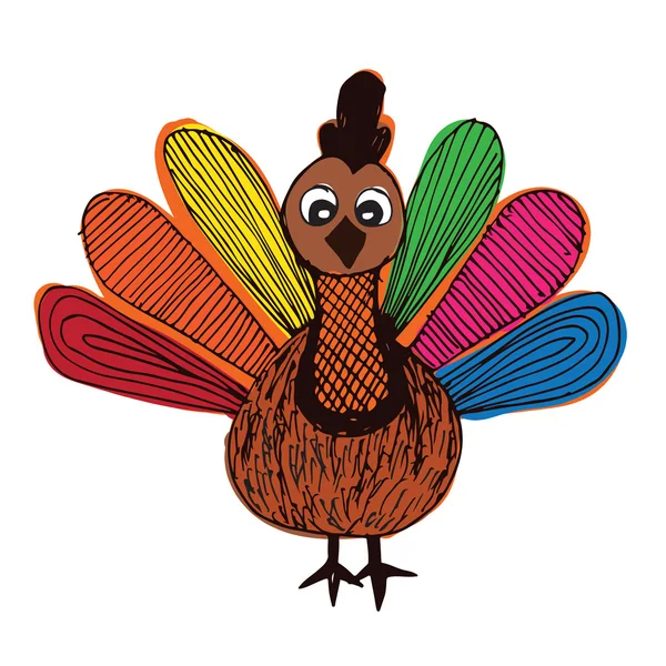Kalkun burung kartun untuk Happy Thanksgiving perayaan - Stok Vektor