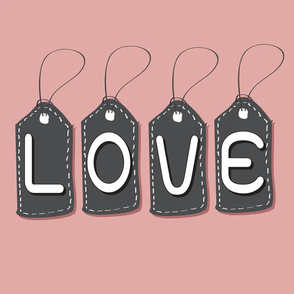 Police d'amour sur l'étiquette de prix pour la Saint Valentin heureux — Image vectorielle