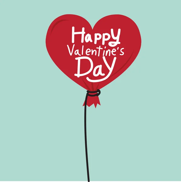 Happy Valentines Day With heart luchtballon — Stockvector
