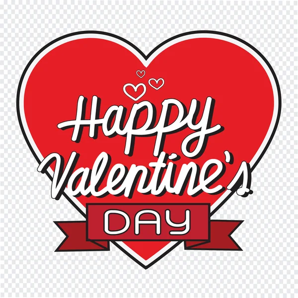 Feliz Dia dos Namorados lettering Cartão de saudação com coração, vecto — Vetor de Stock