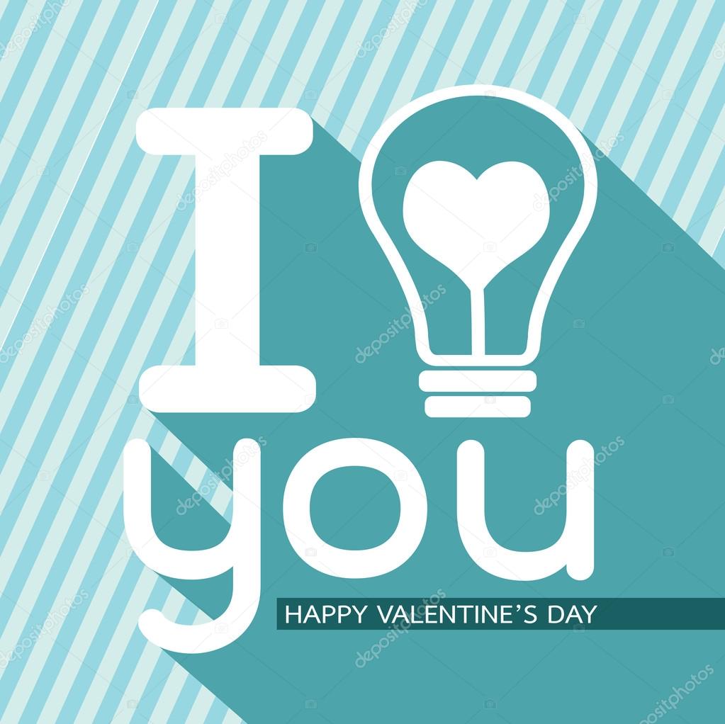 Bulb with heart, Happy Valentines Day card