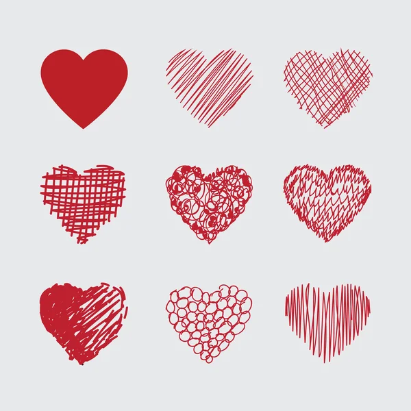 Hand drawn Vector hearts — Stock Vector