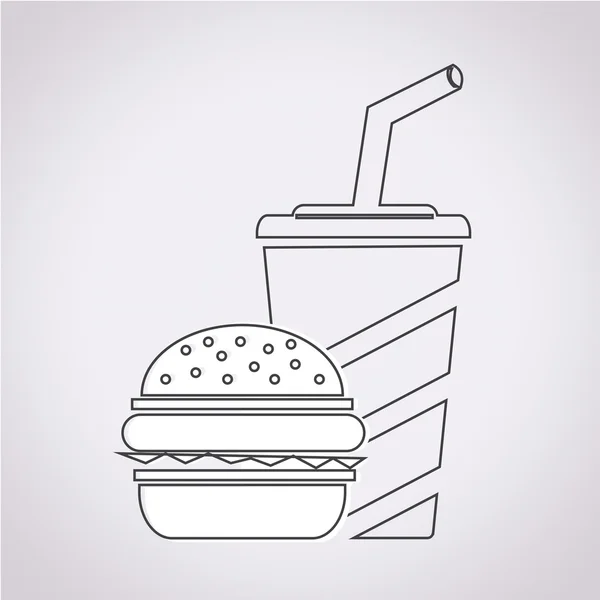 Icono de comida rápida, icono de bebida — Vector de stock