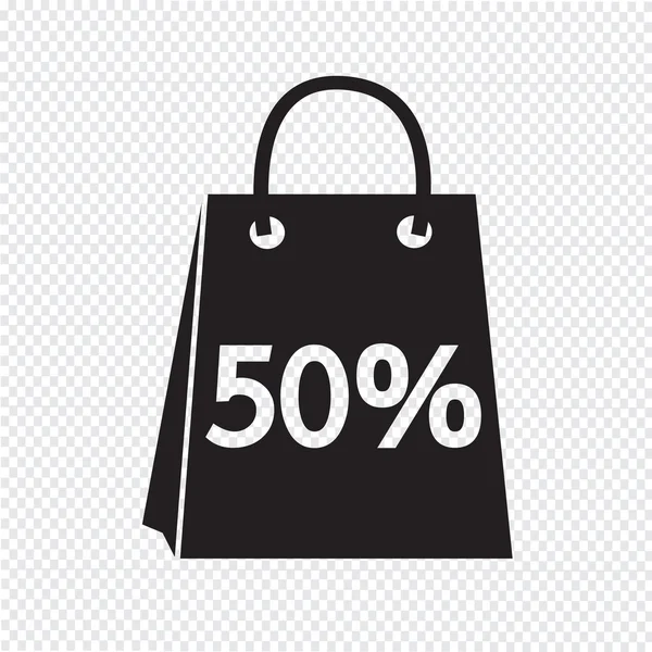 Verkauf 50 Prozent Einkaufstüten-Symbol — Stockvektor