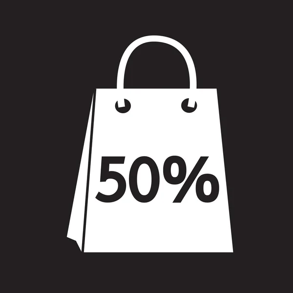 Πώληση 50 percents εικονίδιο τσάντα για ψώνια — Διανυσματικό Αρχείο