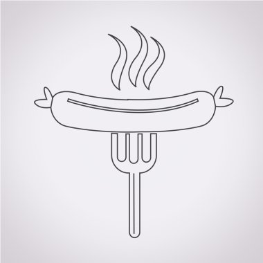 Çatal simgesiyle ızgara sosis.