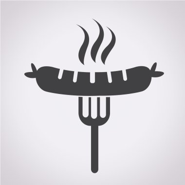 Çatal simgesiyle ızgara sosis.