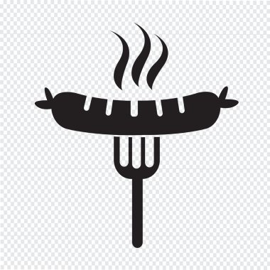 Çatal simgesiyle ızgara sosis.