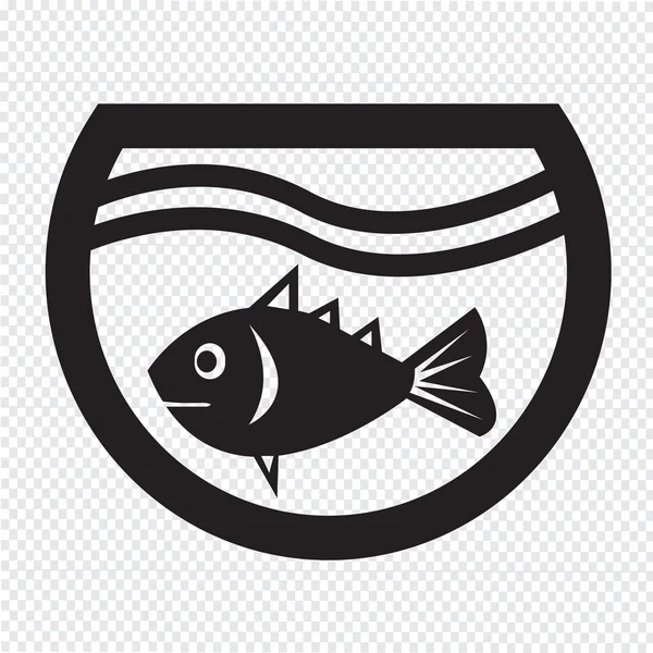 Peces en acuario icono — Vector de stock
