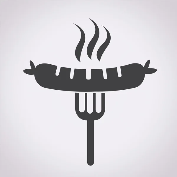 Saucisse grillée avec icône de fourchette — Image vectorielle