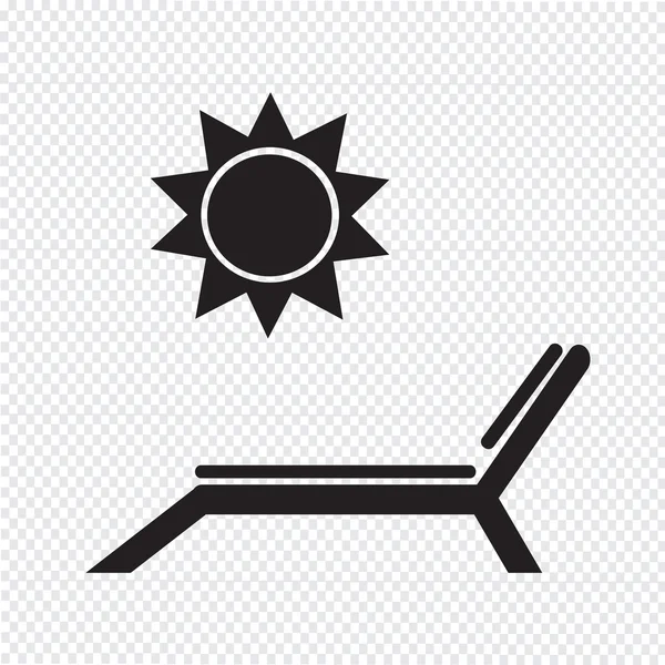 Silla de playa con icono del sol — Vector de stock