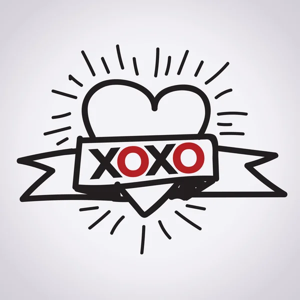 Heart Love Xoxo, День святого Валентина иллюстрация — стоковый вектор