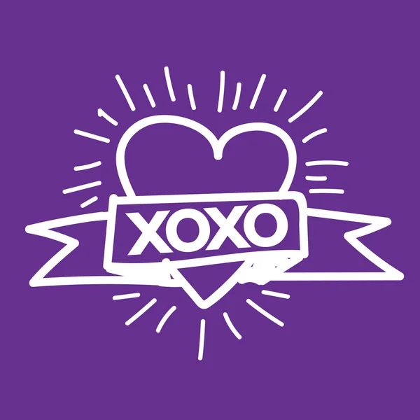 Amour de coeur Xoxo, illustration de la Saint-Valentin — Image vectorielle