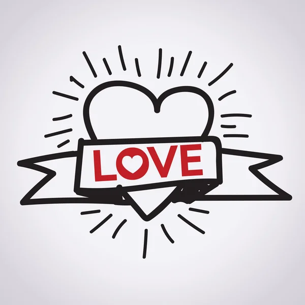 Hart liefde Xoxo, Valentijnsdag illustratie — Stockvector