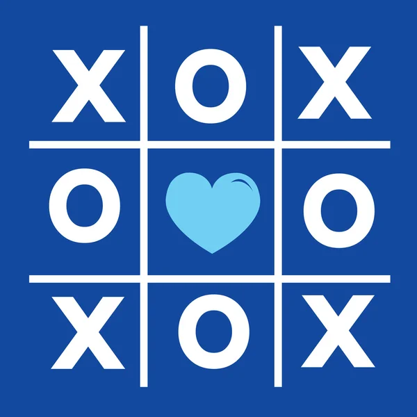 Buon San Valentino carta, Tic tac toe gioco, croce, segno di cuore — Vettoriale Stock