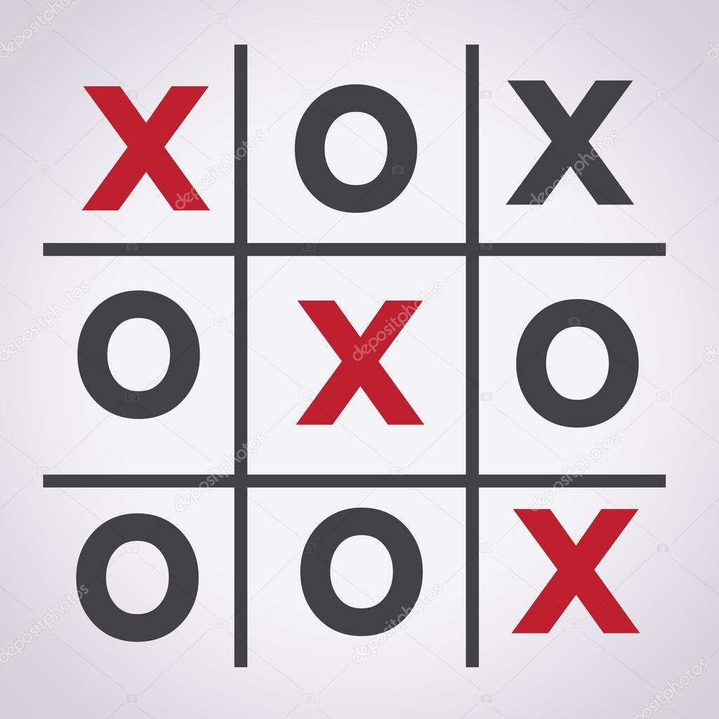 Tic-tac-toe game with hearts and crosses Vector Image