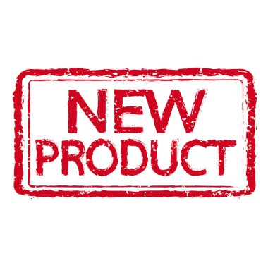 Yeni ürün lastik damga metni illüstrasyon