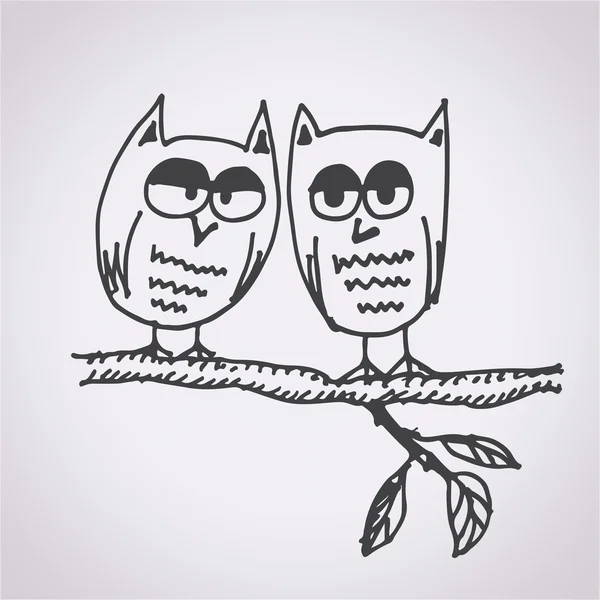 Owl free hand drawn — Stock Vector