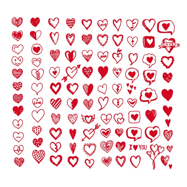 Kalpler Icon set. El çizimi çekilmiş — Stok Vektör