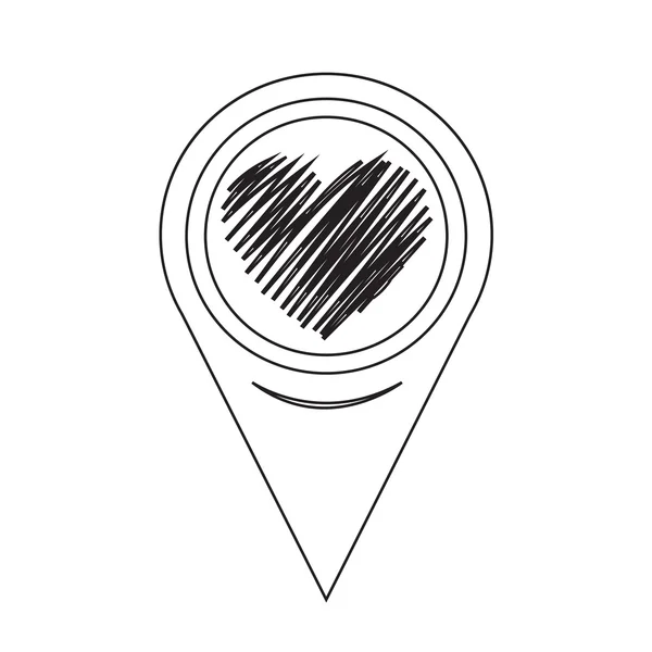 Mapa ponteiro ícone do coração — Vetor de Stock