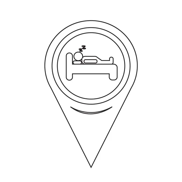 Mapa Pointer sleep Ícone do hotel — Vetor de Stock