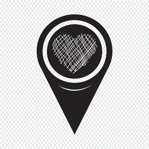 Carte géographique Pointeur Heart Icon — Image vectorielle
