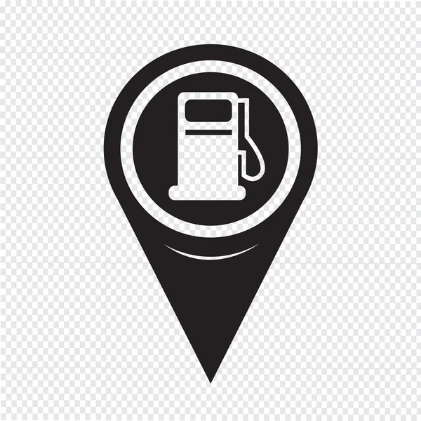 Mapa Pointer bomba de gas icono — Vector de stock