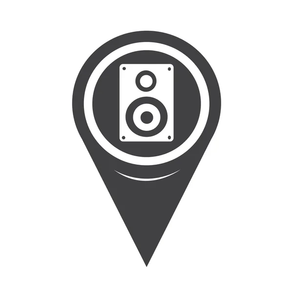 Mapa Pointer icono de altavoces de audio — Vector de stock