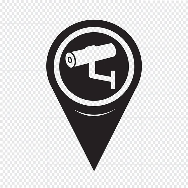 Map Pointer CCTV Camera icon — Stock Vector