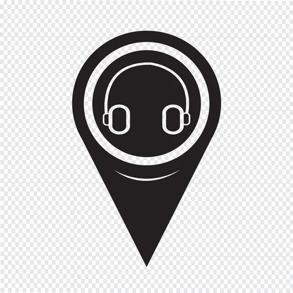 Mapa Pointer Auriculares icono — Vector de stock