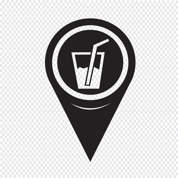 Mapa Pointer Drink Icono — Vector de stock