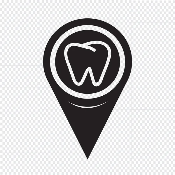 Mapa ícone de dente ponteiro —  Vetores de Stock