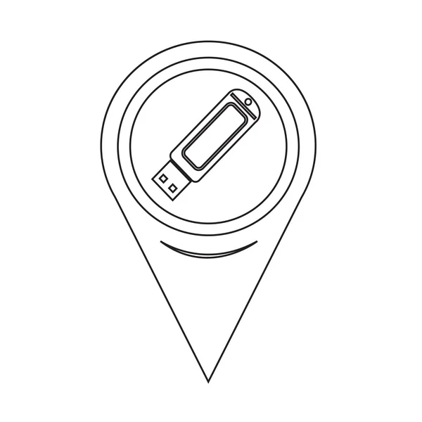 Mappa Icona flash drive USB puntatore — Vettoriale Stock