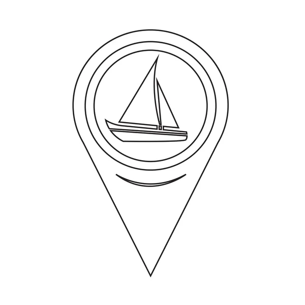Mapa Pointer barco de vela icono — Vector de stock