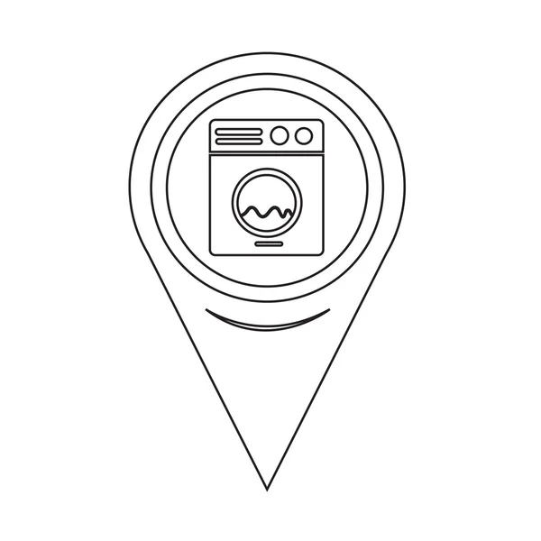 Mapa Pointer Máquina de lavar Ícone — Vetor de Stock