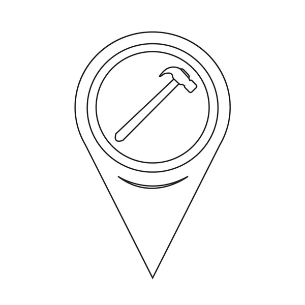 Harita işaretçi çekiç simgesi — Stok Vektör