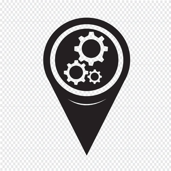 Mapa Pointer Icono de engranaje — Vector de stock