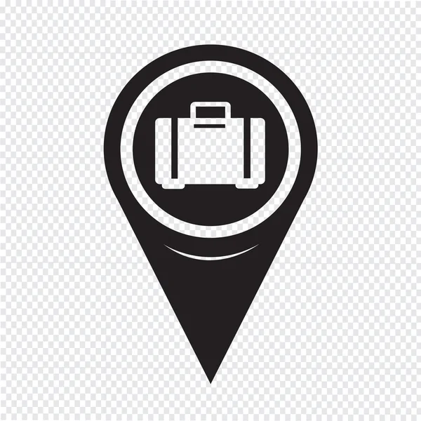 Map Pointer Luggage Icon — ストックベクタ