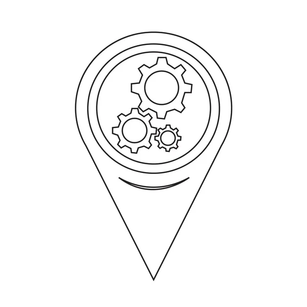 Map Pointer Gear Icon — Stockový vektor