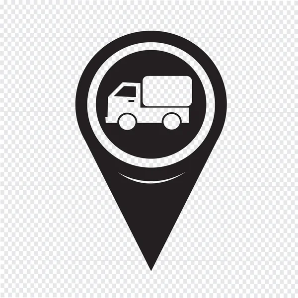 Mapa wskaźnik samochód ciężarówka ikona — Wektor stockowy