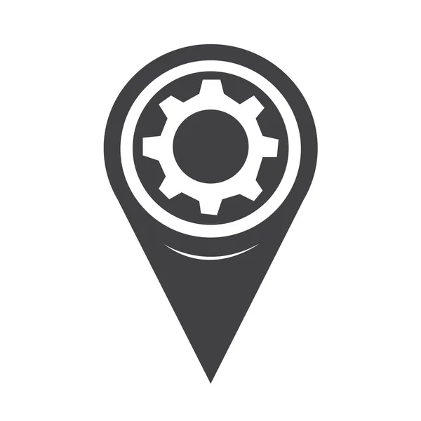 Mappa icona Ingranaggio puntatore — Vettoriale Stock